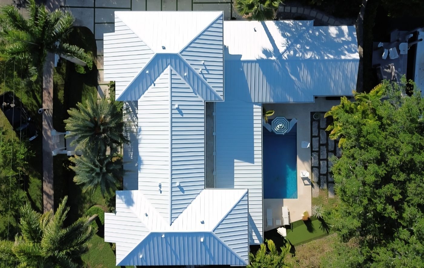 A completed metal roof in Coral Gables